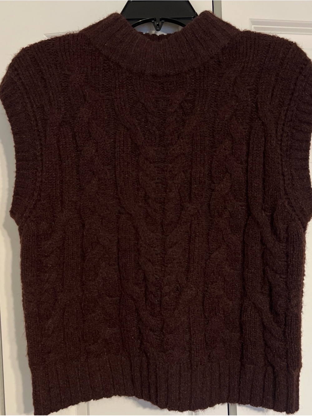 a new day Cable Knit Sleeveless Turtleneck Vest - Dark Brown